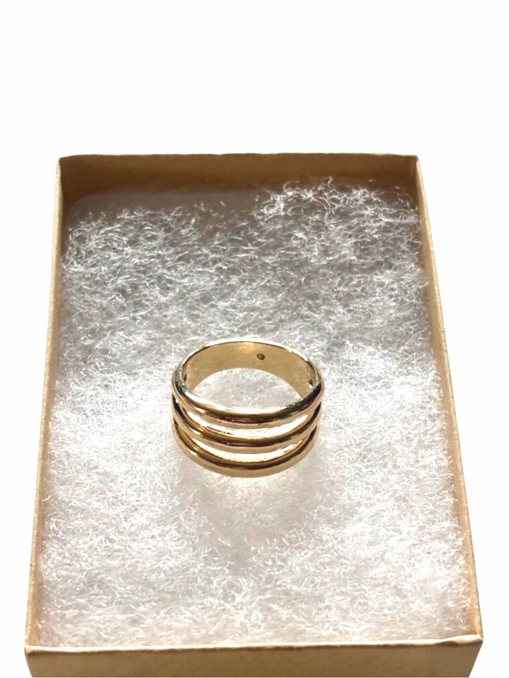 On 34TH Gold Tone Triple Band Ring Size 10 Stacked Look Minimalist Statement Mac